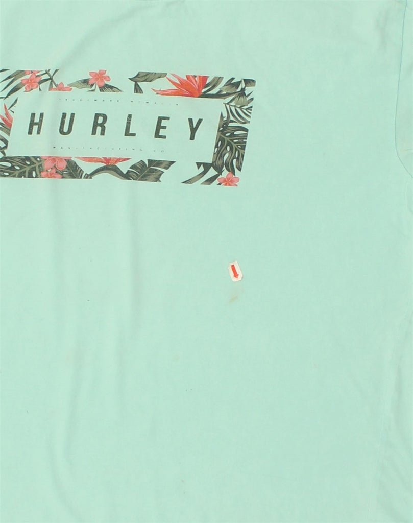 HURLEY Mens Graphic T-Shirt Top Large Turquoise Cotton | Vintage Hurley | Thrift | Second-Hand Hurley | Used Clothing | Messina Hembry 