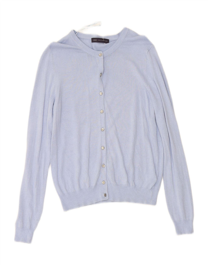 MARKS & SPENCER Womens Cardigan Sweater UK 12 Medium  Blue Viscose Vintage Marks & Spencer and Second-Hand Marks & Spencer from Messina Hembry 
