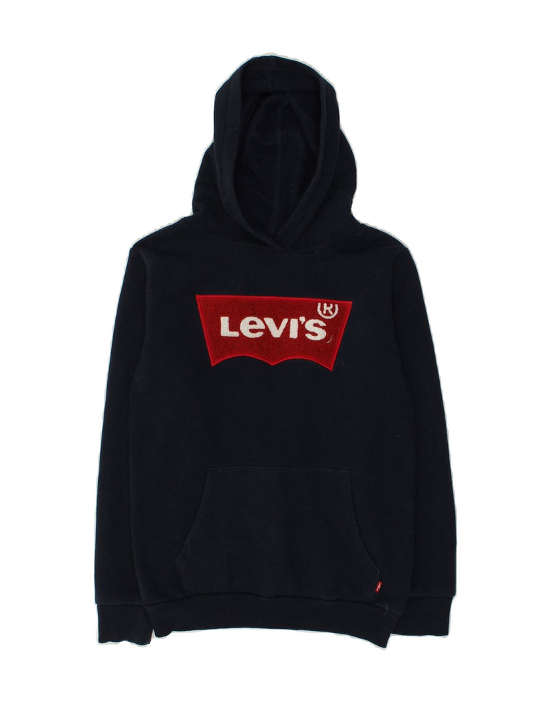 LEVI'S Boys Graphic Hoodie Jumper 10-11 Years Navy Blue Cotton | Vintage Levi's | Thrift | Second-Hand Levi's | Used Clothing | Messina Hembry 