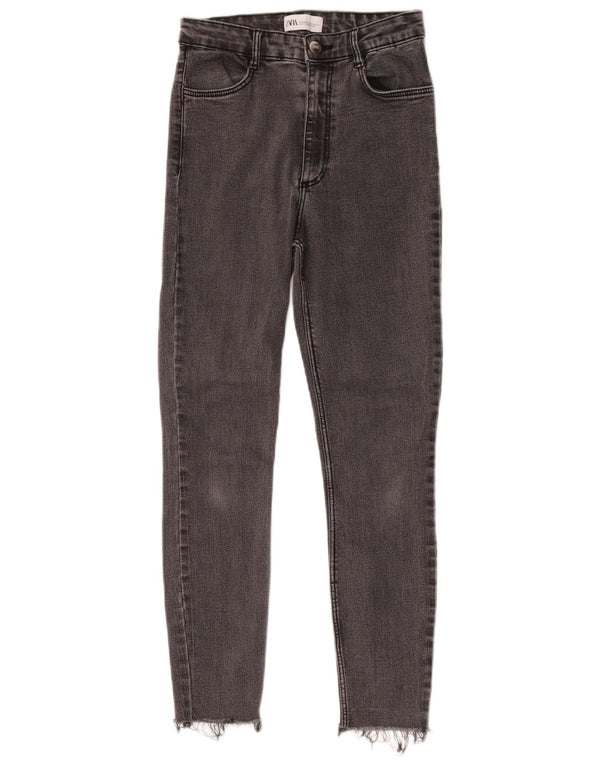 Zara Womens Crop High Waist Skinny Jeans EU 38 Small W28 L25 Black Cotton