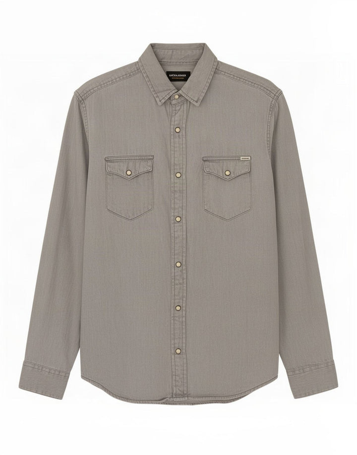 Jack & Jones Mens Shirt Small Grey Cotton