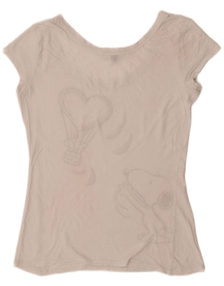 Benetton Womens Peanuts Graphic T-Shirt Top UK 12 Medium White