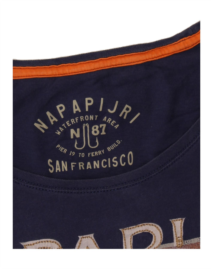 NAPAPIJRI Mens Graphic T-Shirt Top Large Navy Blue Vintage Napapijri and Second-Hand Napapijri from Messina Hembry 