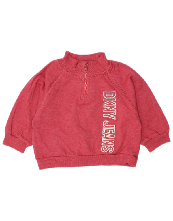 Dkny Baby Boys Graphic Zip Neck Sweatshirt Jumper 9-12 Months Red Cotton