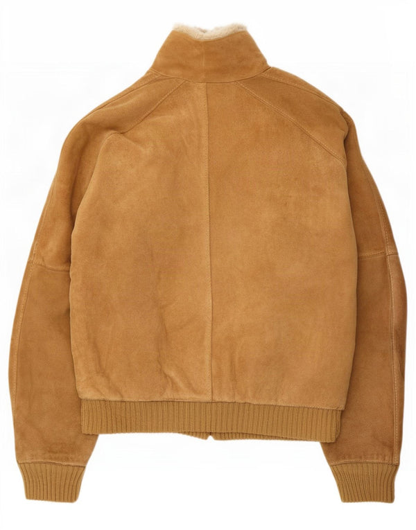 Vintage Mens Sherpa Suede Jacket UK 38 Medium Beige Leather