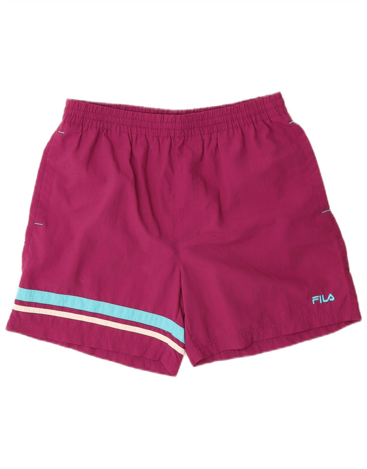 FILA Mens Sport Shorts Medium  Purple Striped Polyamide