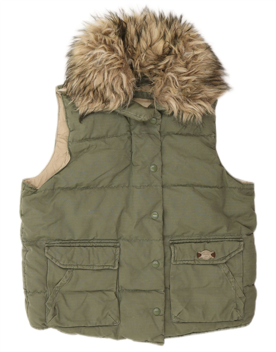 Ralph Lauren Womens Padded Gilet UK 10 Small Green Cotton