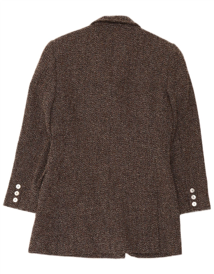 Delba Womens Double Breasted Blazer Jacket EU 42 Large Brown Flecked Wool