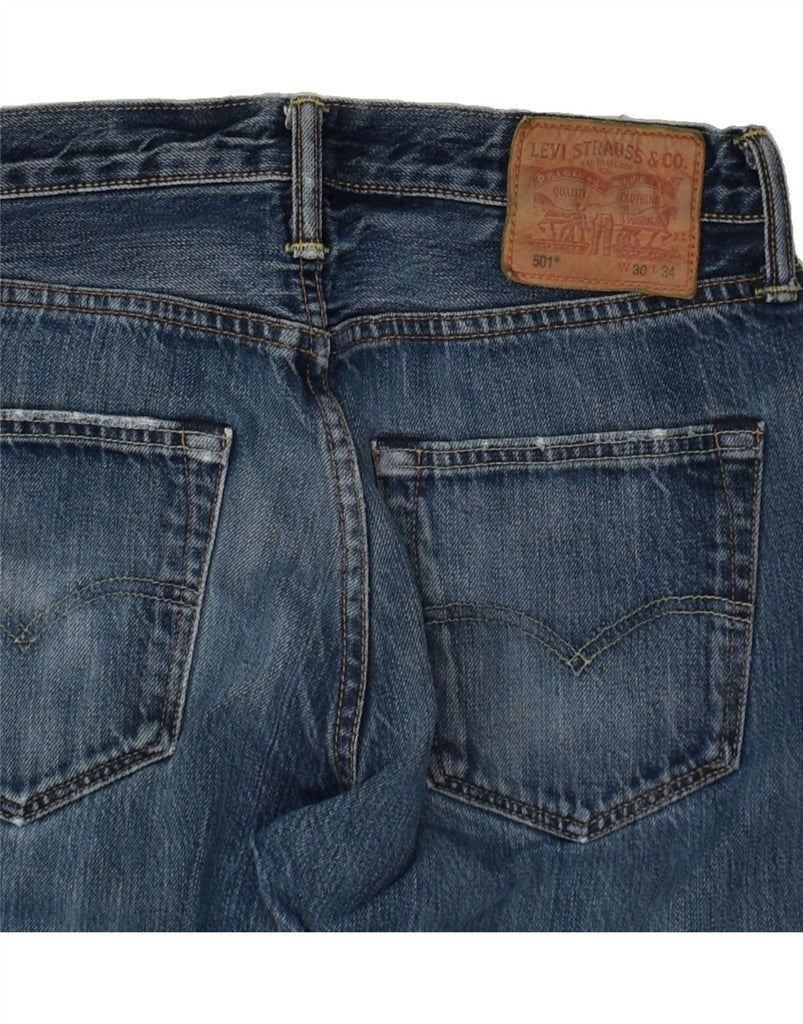 LEVI'S Mens 501 Distressed Straight Jeans W30 L30 Blue Cotton | Vintage Levi's | Thrift | Second-Hand Levi's | Used Clothing | Messina Hembry 