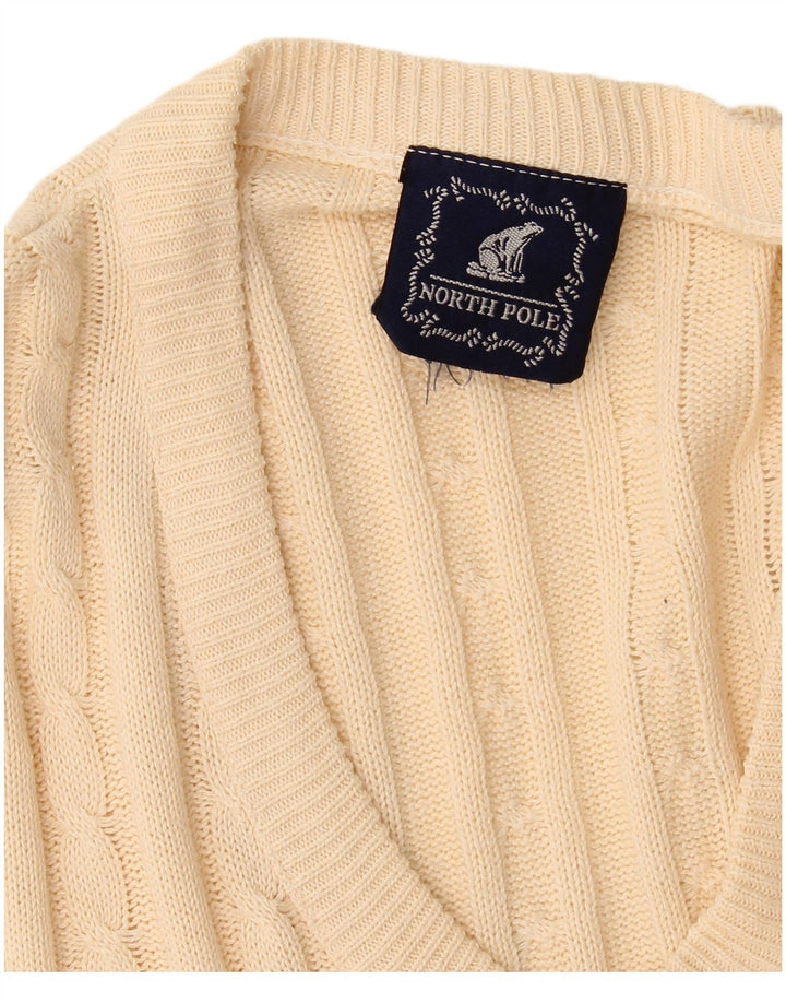 North Pole Mens V-Neck Jumper Sweater Medium Beige
