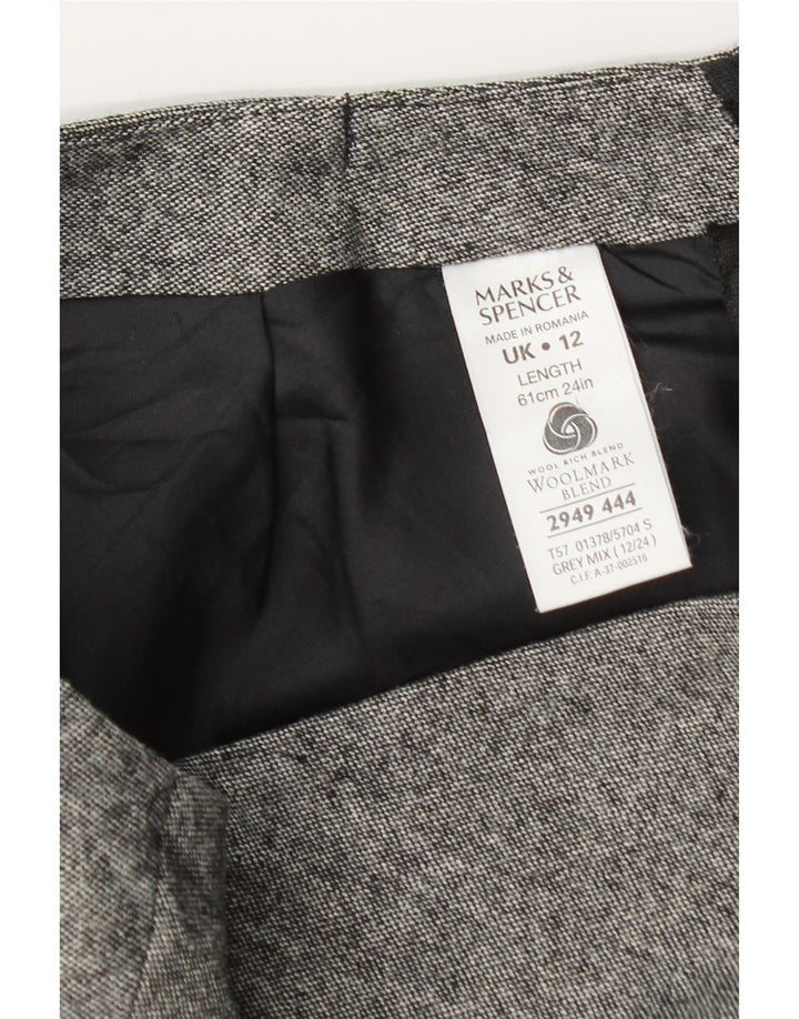 Marks & Spencer Womens A-Line Skirt UK 12 Medium W30 Grey Flecked New Wool