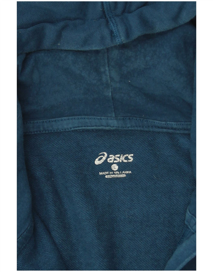 Asics Mens Zip Hoodie Sweater Large Navy Blue Cotton