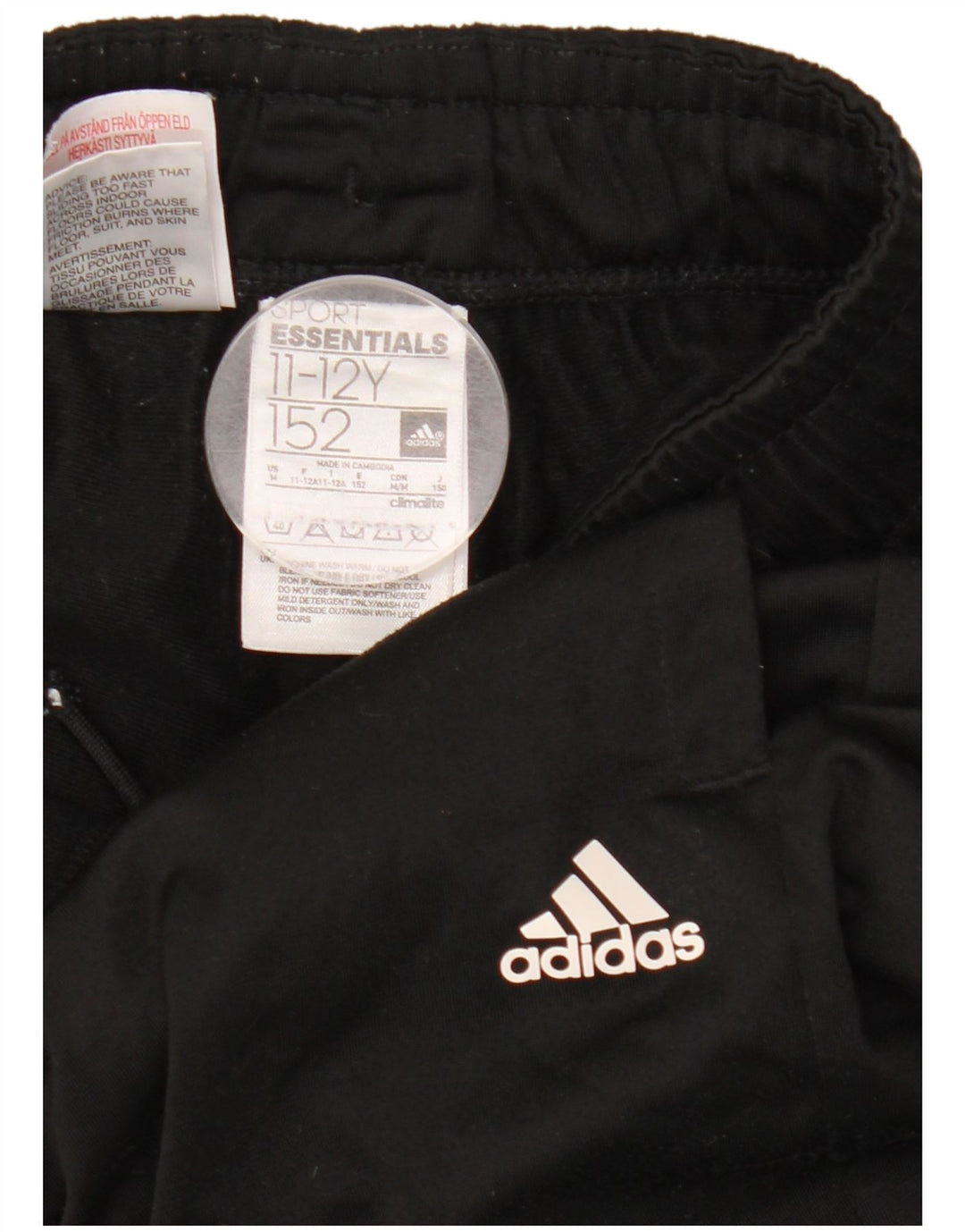 Adidas Boys Tracksuit Trousers Joggers 11-12 Years  Black Polyester