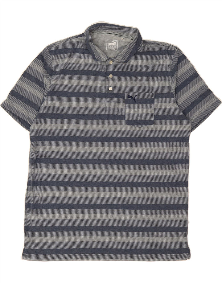 PUMA Mens Polo Shirt XL Navy Blue Striped Vintage Puma and Second-Hand Puma from Messina Hembry 