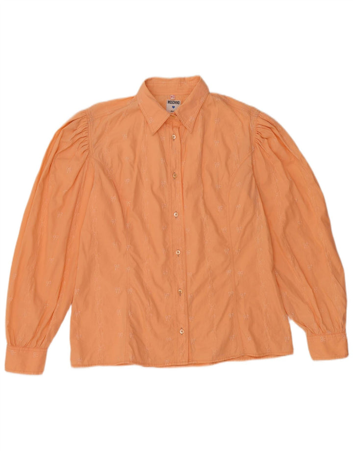 MOSCHINO Womens Shirt Blouse UK 12 Medium Orange Cotton