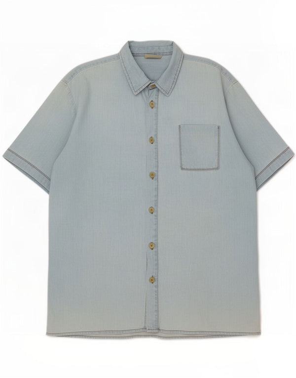 Carrera Mens Short Sleeve Denim Shirt XL Blue Cotton