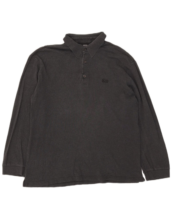 Hugo Boss Mens Long Sleeve Polo Shirt 2XL Grey