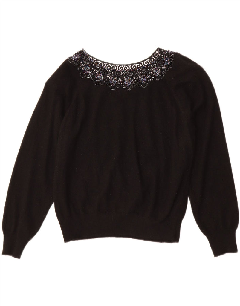 LUISA SPAGNOLI Womens Boat Neck Jumper Sweater UK 16/18 Large Black Vintage Luisa Spagnoli and Second-Hand Luisa Spagnoli from Messina Hembry 