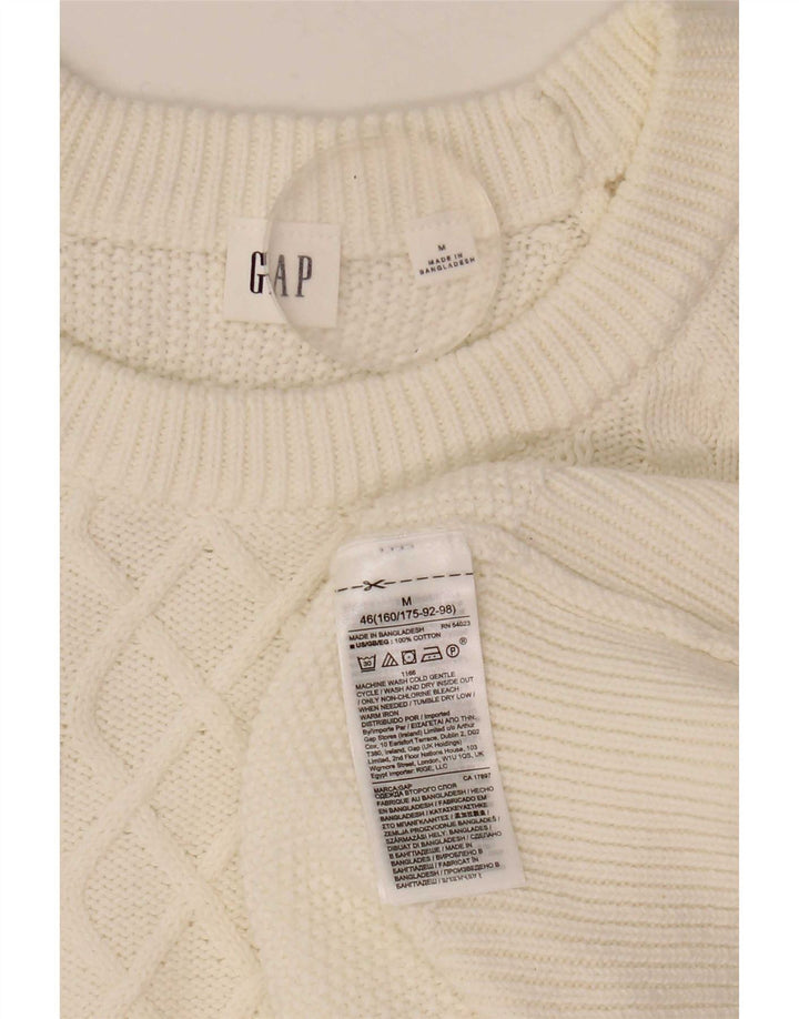 Gap Womens Crew Neck Jumper Sweater UK 14 Medium White Cotton