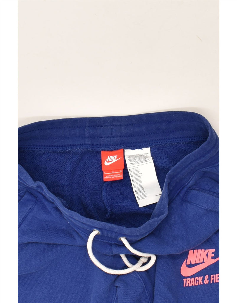 NIKE Womens Tracksuit Trousers Joggers UK 16 Large Navy Blue Cotton | Vintage Nike | Thrift | Second-Hand Nike | Used Clothing | Messina Hembry 