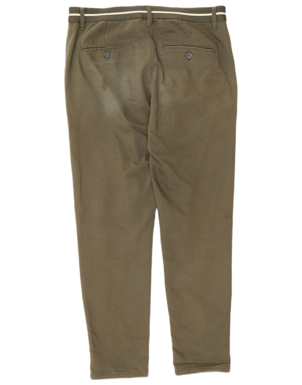 Zara Mens Slim Chino Trousers Small W30 L28 Khaki Cotton