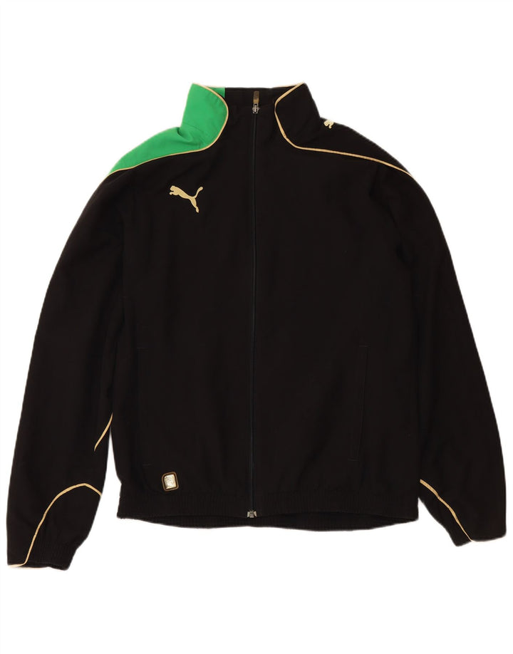 PUMA Mens Tracksuit Top Jacket Medium Black Colourblock Polyester