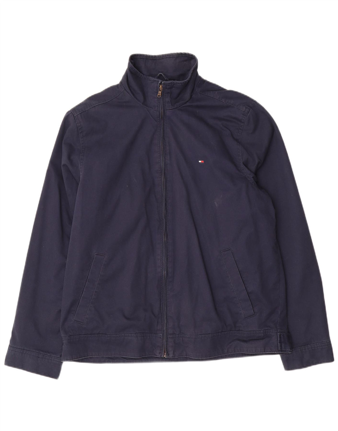 Tommy Hilfiger Mens Bomber Jacket UK 38 Medium Navy Blue Cotton