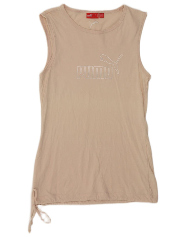 Puma Womens Graphic Vest Top UK 10 Small Beige Sports