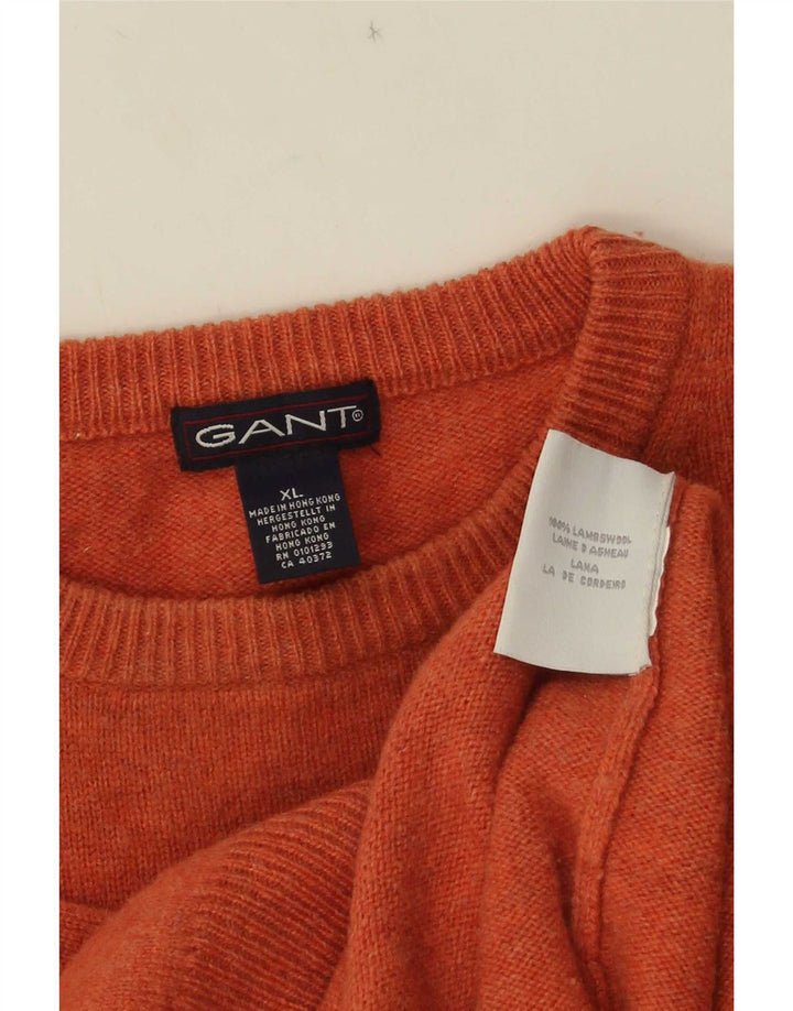 Gant Mens Crew Neck Jumper Sweater XL Orange Lambswool
