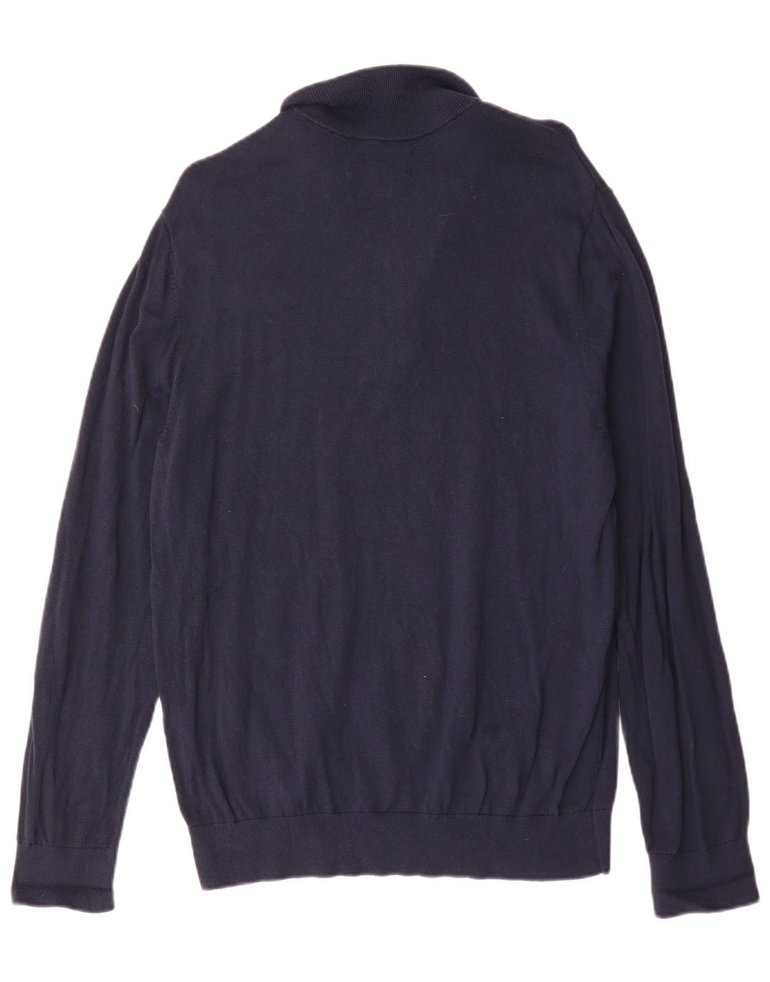 Penguin Mens Zip Neck Jumper Sweater Large Navy Blue Cotton
