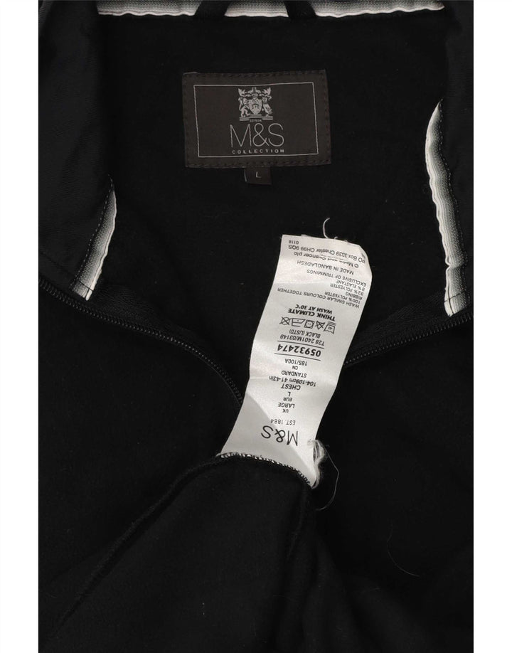 Marks & Spencer Mens Fleece Jacket UK 40 Large Black Polyester