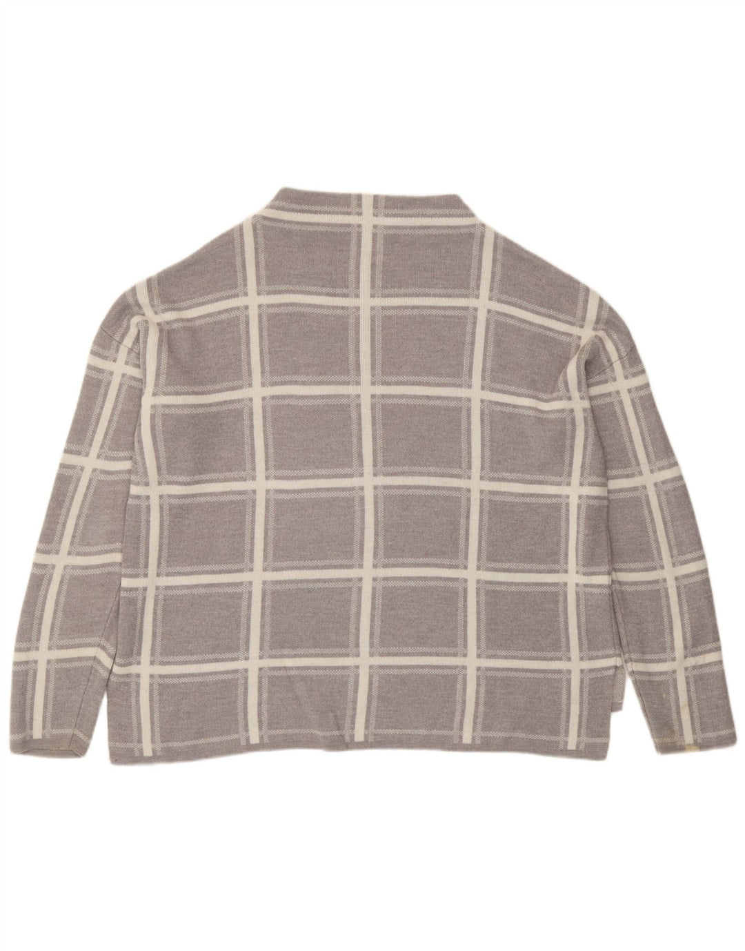 Marks & Spencer Womens Crew Neck Jumper Sweater UK 16 Large Grey Check