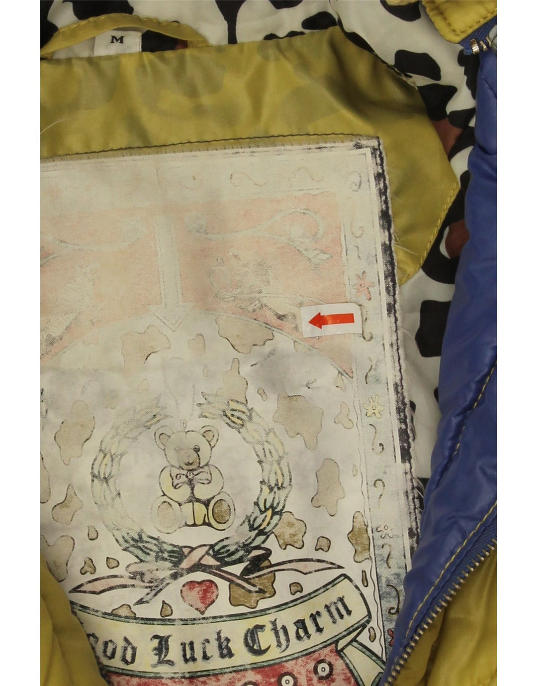 Vintage Womens Oversized Graphic Quilted Jacket UK 14 Medium Yellow