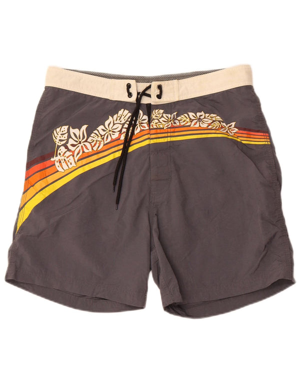 Maui and Sons Mens Swimming Shorts IT 46 Small Grey Floral Polyamide