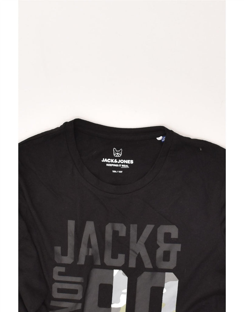 JACK & JONES Boys Graphic Top Long Sleeve 13-14 Years Black Cotton | Vintage Jack & Jones | Thrift | Second-Hand Jack & Jones | Used Clothing | Messina Hembry 