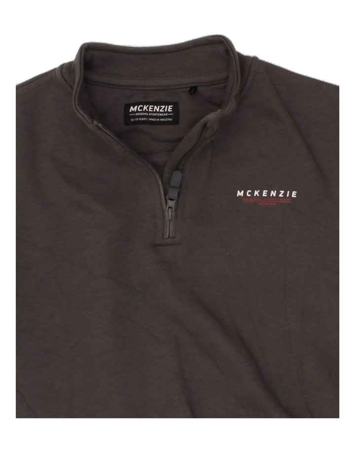 MCKENZIE Boys Zip Neck Sweatshirt Jumper 12-13 Years Grey Cotton Vintage Mckenzie and Second-Hand Mckenzie from Messina Hembry 