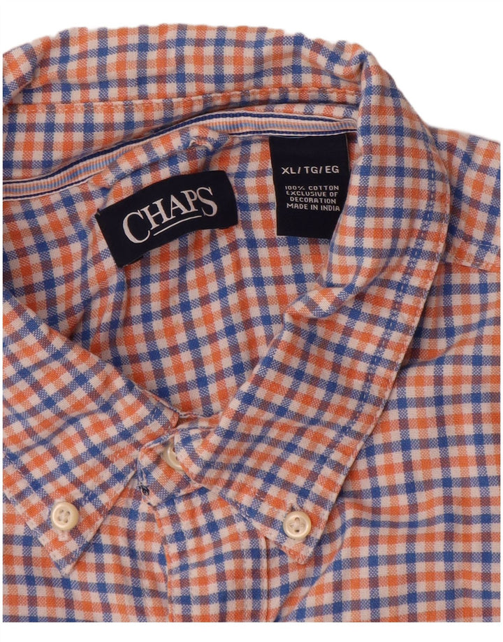 Chaps Mens Flannel Shirt XL Blue Gingham Cotton
