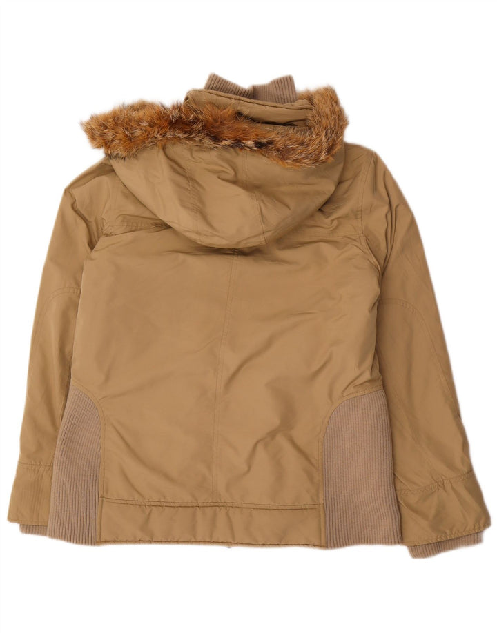 Woolrich Womens Hooded Padded Jacket UK 16 Large Beige Polyester