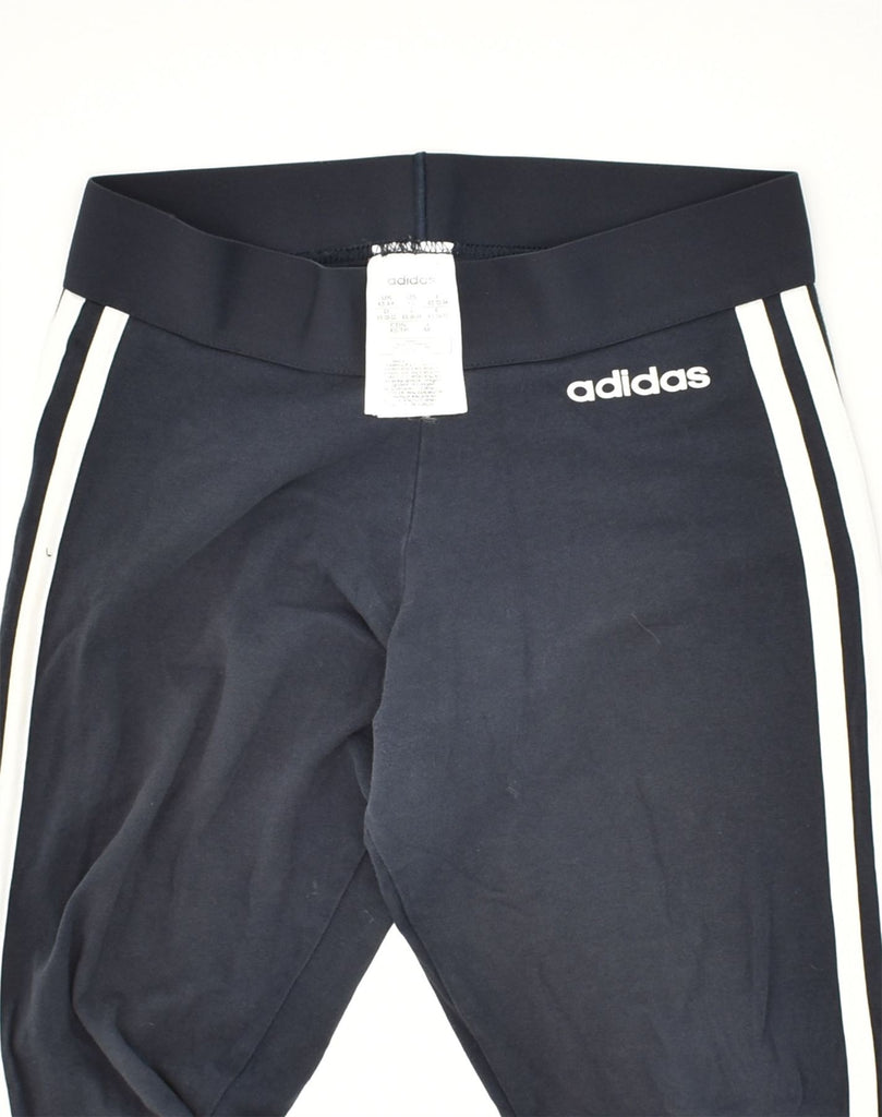 ADIDAS Womens Leggings UK 4/6 XS Navy Blue Cotton | Vintage Adidas | Thrift | Second-Hand Adidas | Used Clothing | Messina Hembry 