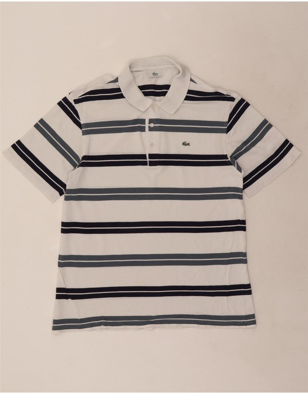 Lacoste Mens Polo Shirt Size 5 Large White Striped
