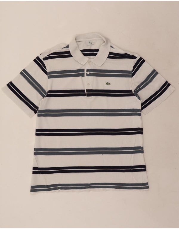 Lacoste Mens Polo Shirt Size 5 Large White Striped