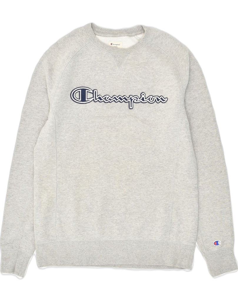 CHAMPION Mens Graphic Sweatshirt Jumper Small Grey Cotton | Vintage Champion | Thrift | Second-Hand Champion | Used Clothing | Messina Hembry 