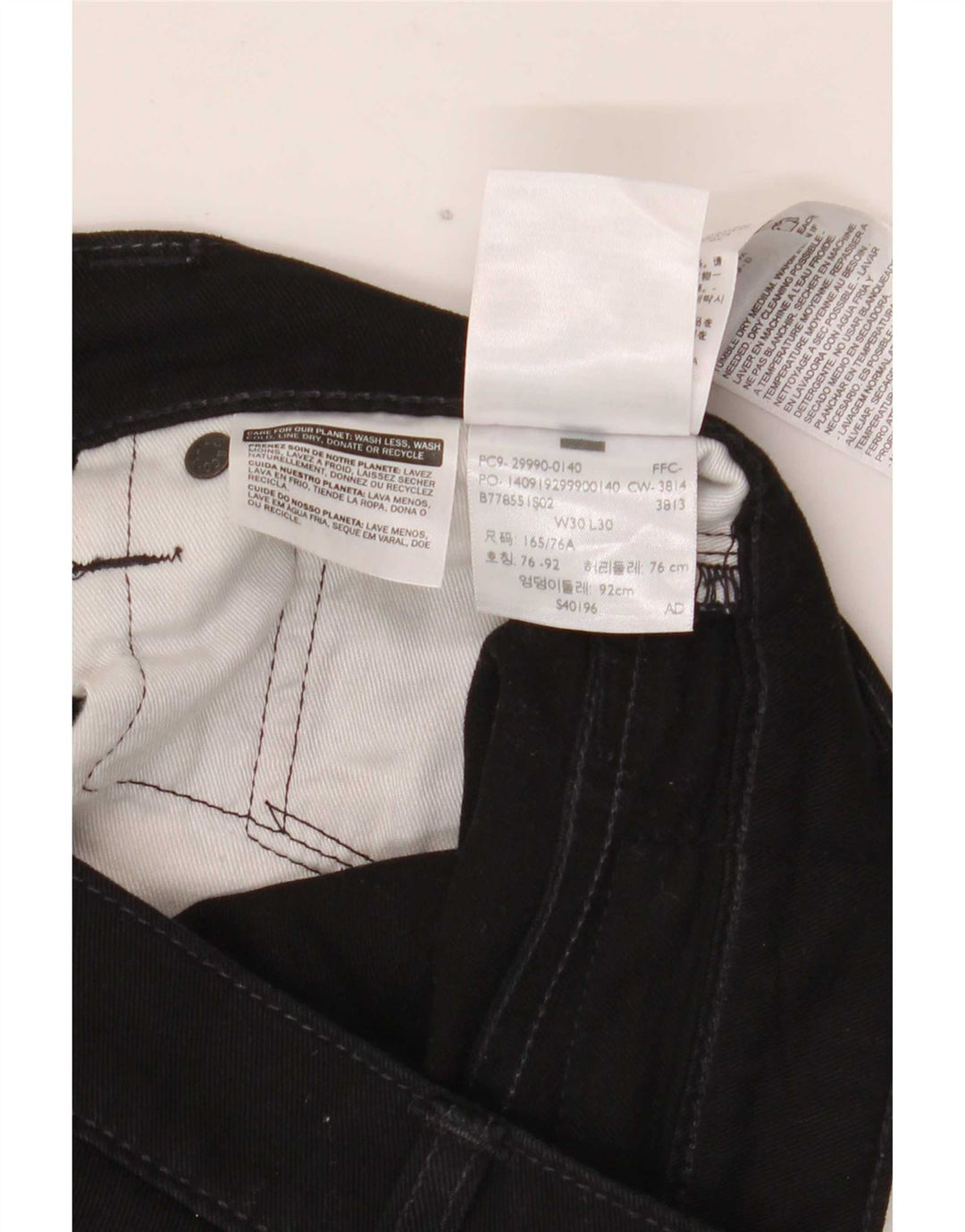 Levi's Mens Straight Jeans W30 L30 Black Cotton
