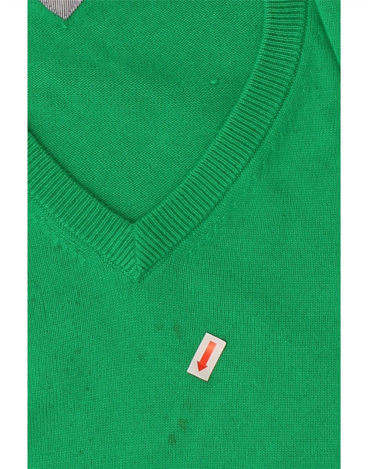 TOMMY HILFIGER Mens V-Neck Jumper Sweater Large Green Cotton Vintage Tommy Hilfiger and Second-Hand Tommy Hilfiger from Messina Hembry 