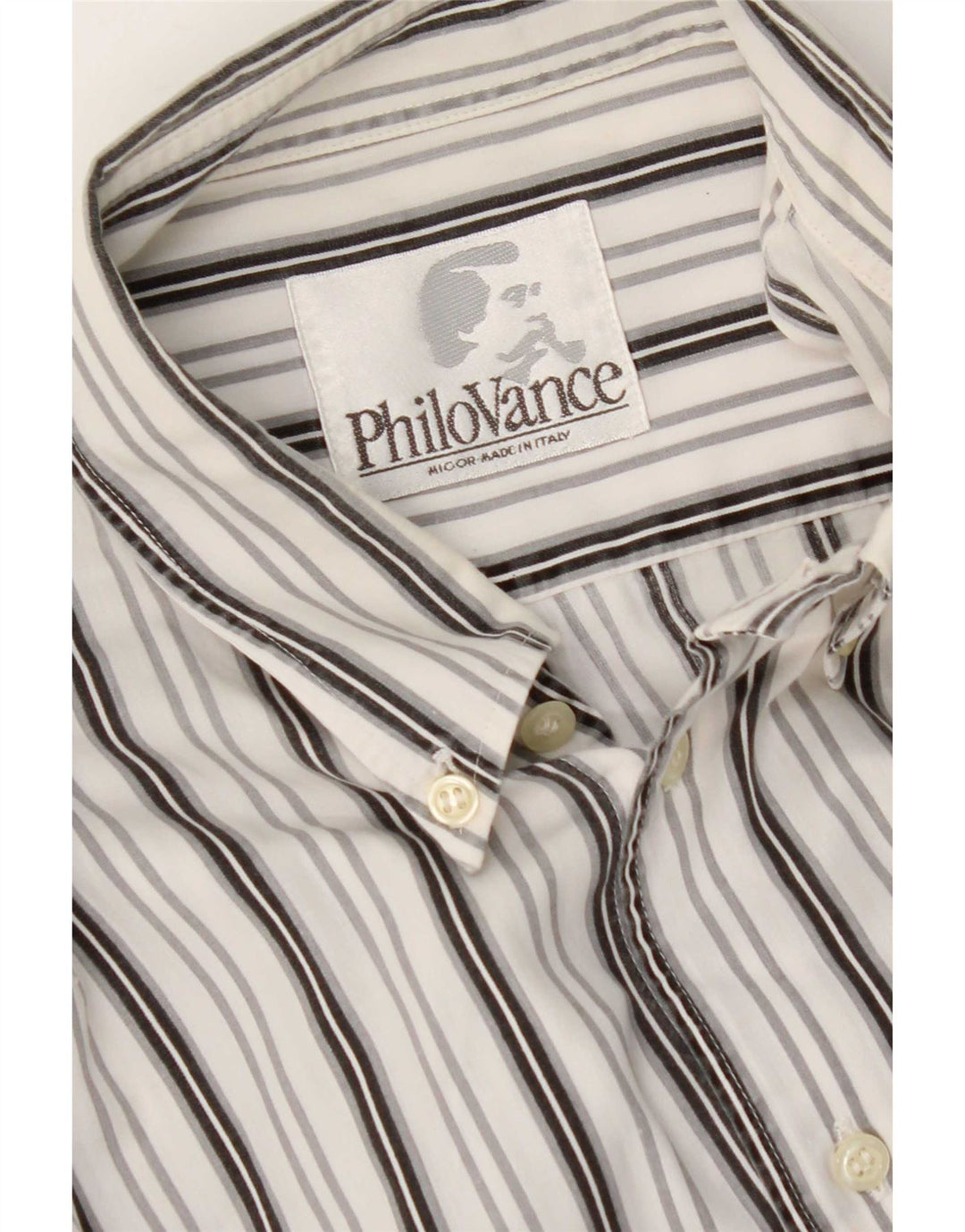 Vintage Mens Shirt Large White Striped