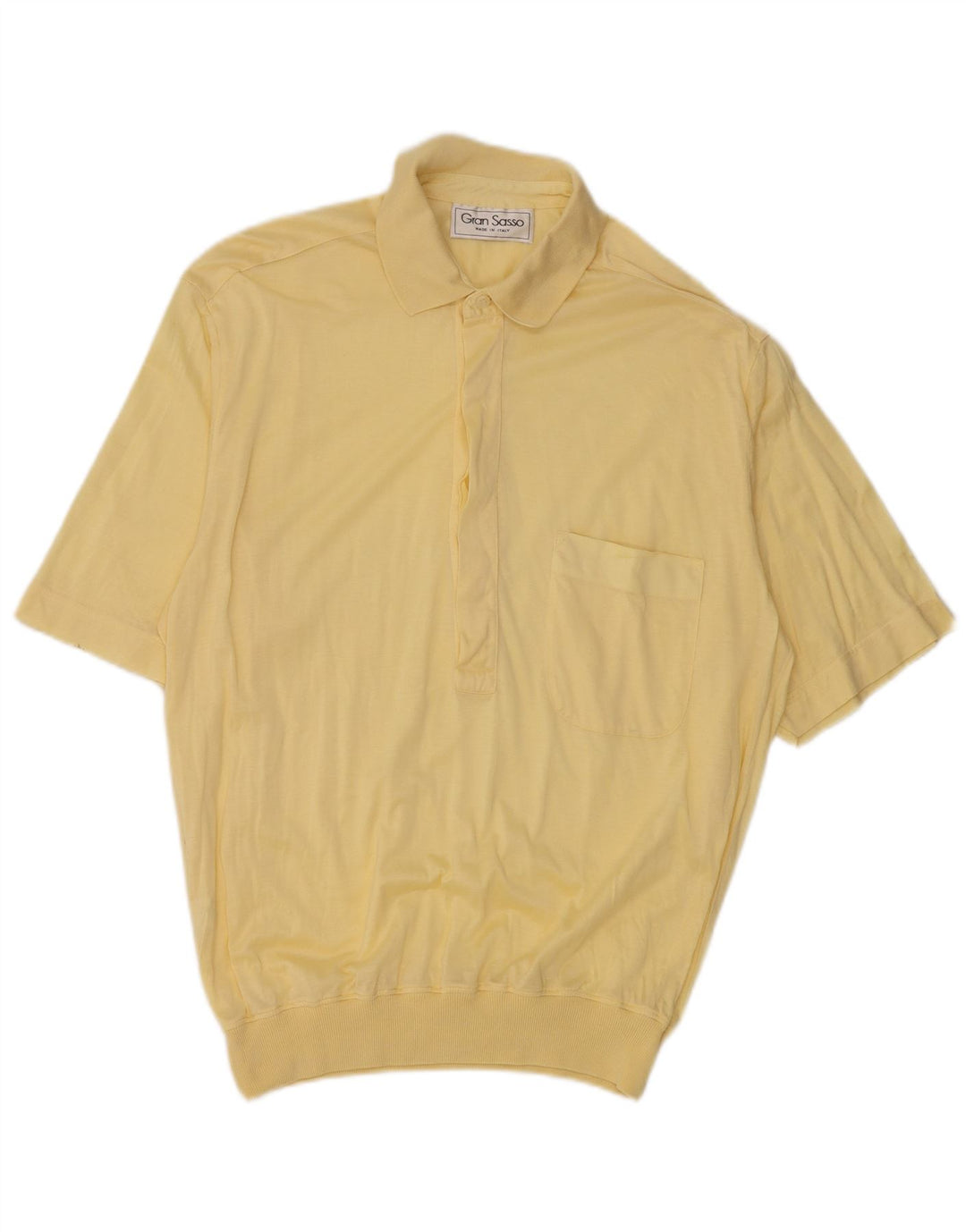 Vintage Mens Polo Shirt Small Yellow Cotton