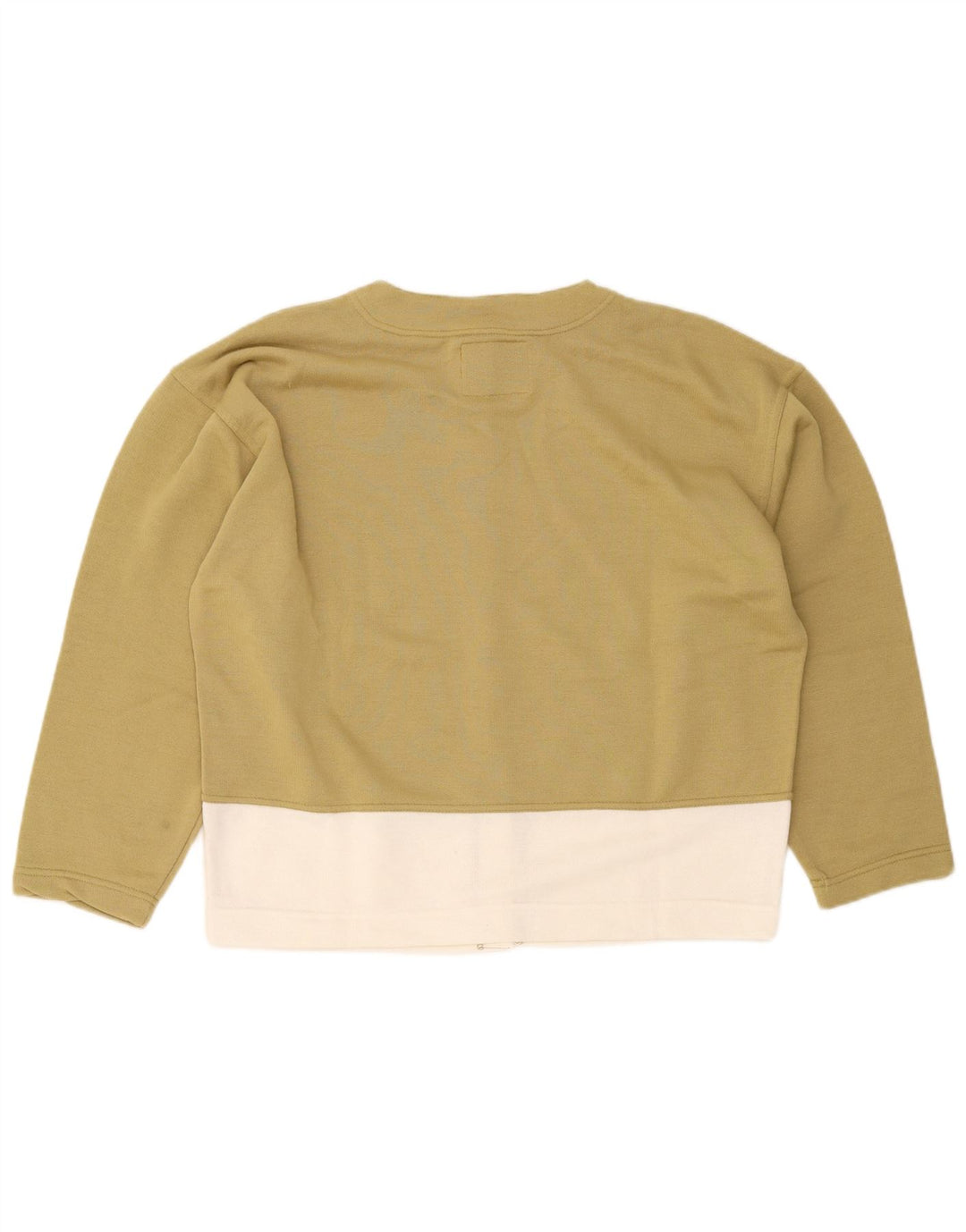 Vintage Womens Oversized Cardigan Sweater UK 14 Medium Khaki Colourblock
