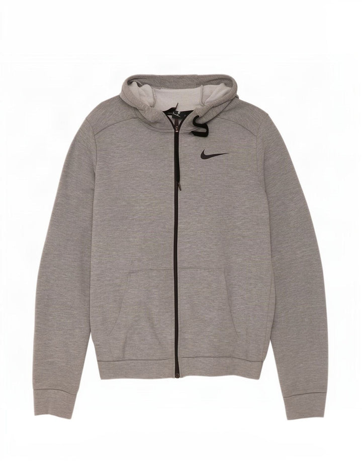 Nike Mens Zip Hoodie Sweater Medium Grey Polyester