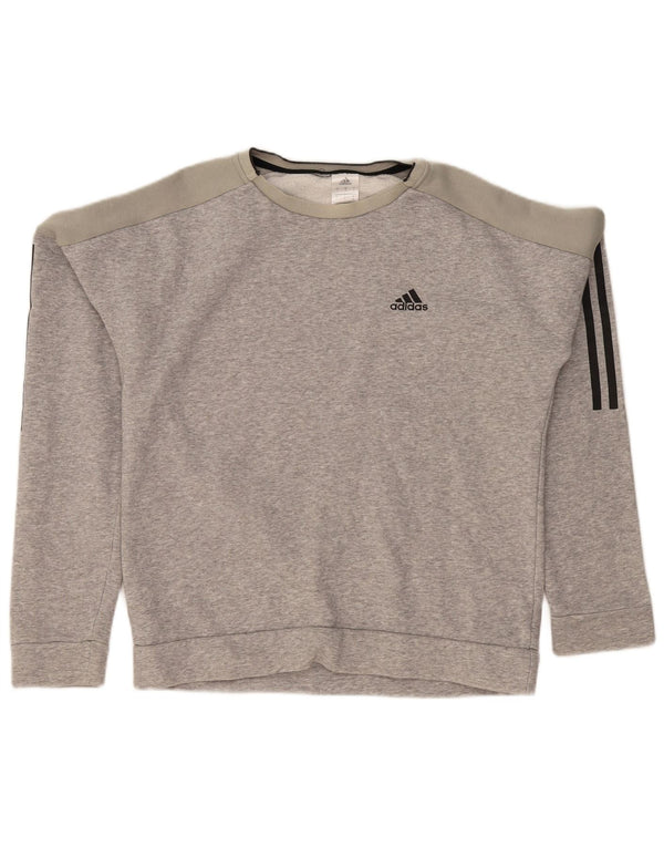 Adidas Mens Sweatshirt Jumper Small Grey Colourblock Cotton