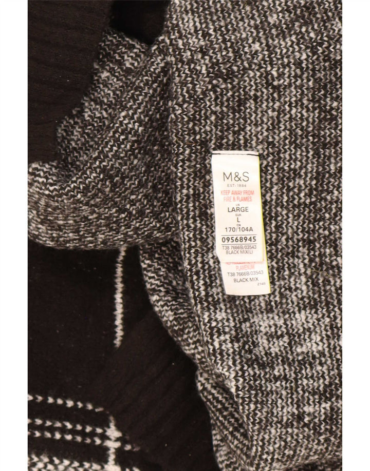 Marks & Spencer Mens Crew Neck Jumper Sweater Large Black Check Acrylic